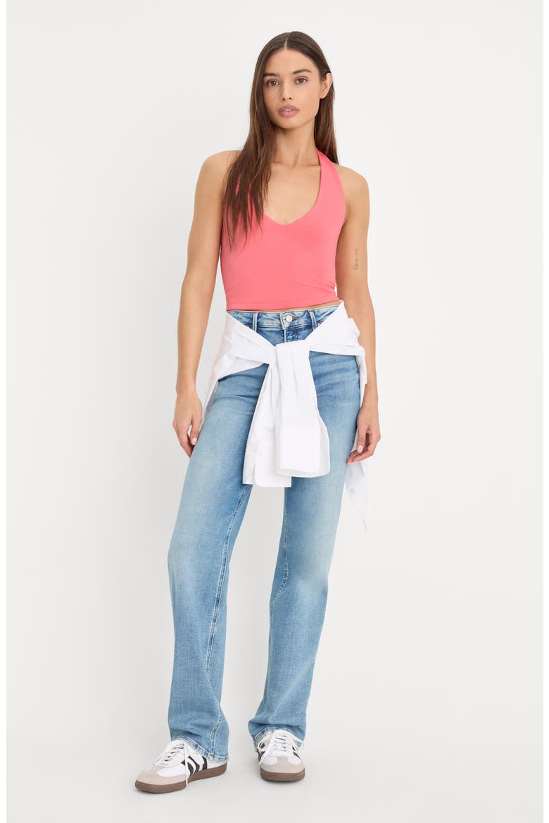 Super Stretch Crop Halter Tank, Alternate, color, CORAL BLOSSOM