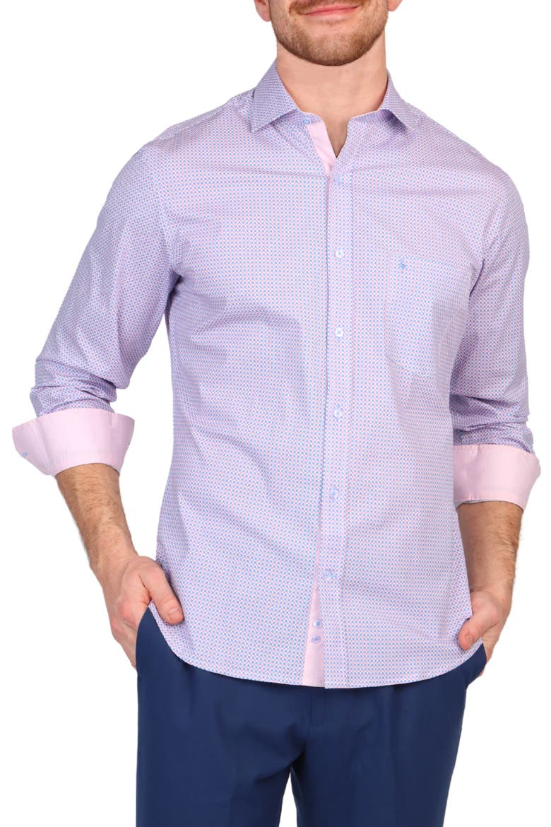 Miniretro Cotton Stretch Button Down Shirt, Alternate, color, LIGHT PINK