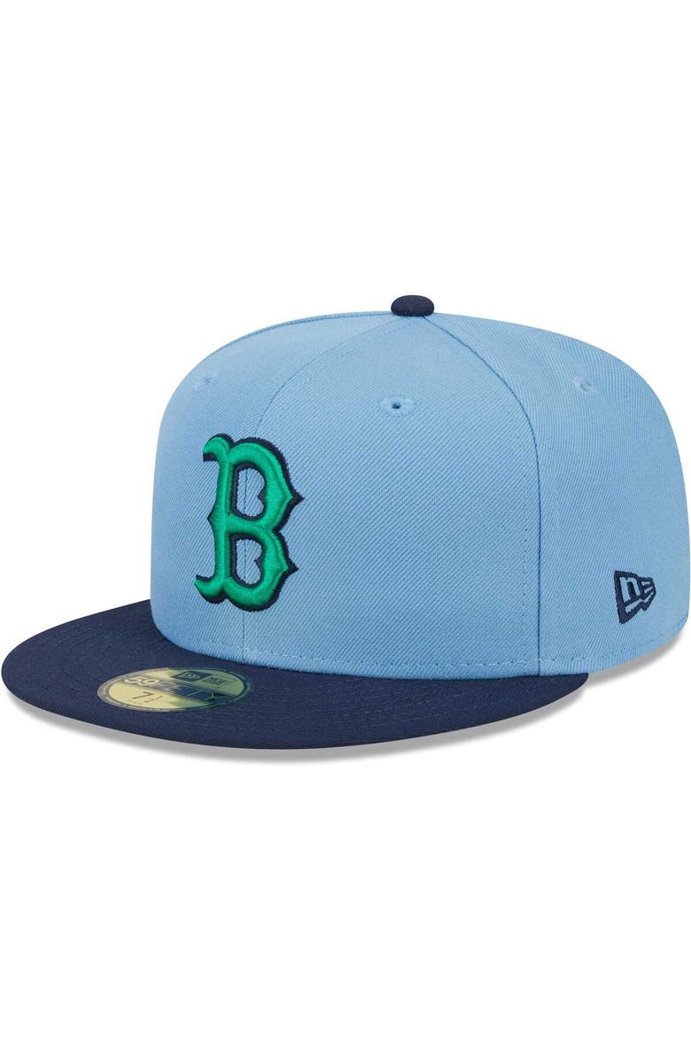 New Era Men's New Era Light Blue/Navy Boston Red Sox Green Undervisor 59FIFTY Fitted Hat, Alternate, color, 