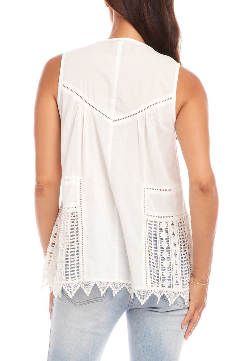 Lace Trim Sleeveless Top, Alternate, color, OFF WHITE