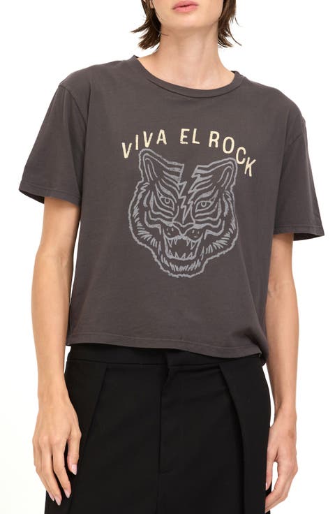 Viva El Rock Crop Graphic T-Shirt