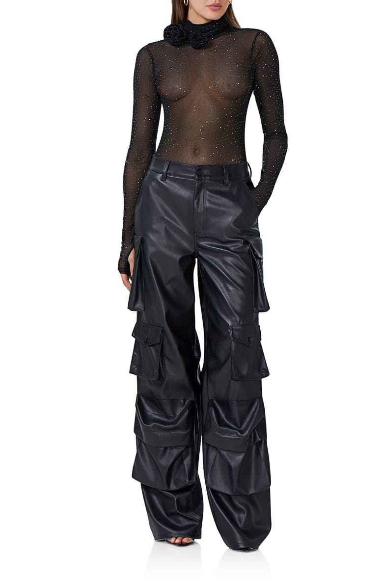 AFRM Zadie Rosette Rhinestone Turtleneck Top, Alternate, color, 