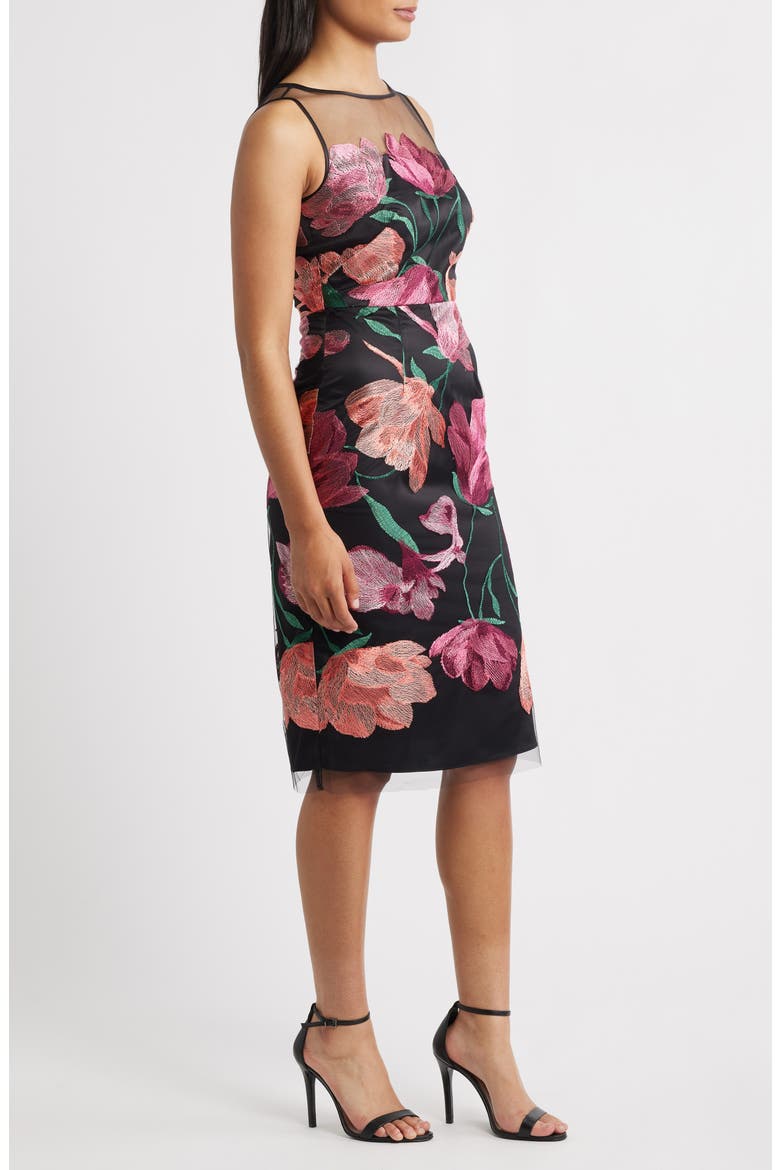 Floral Embroidered Cocktail Dress, Alternate, color, PINK