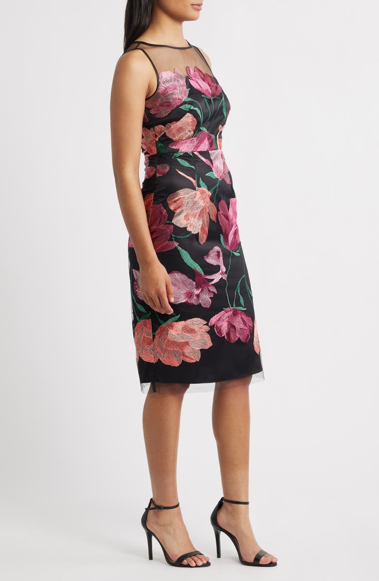 Eliza J Floral Embroidered Cocktail Dress, Alternate, color, Pink