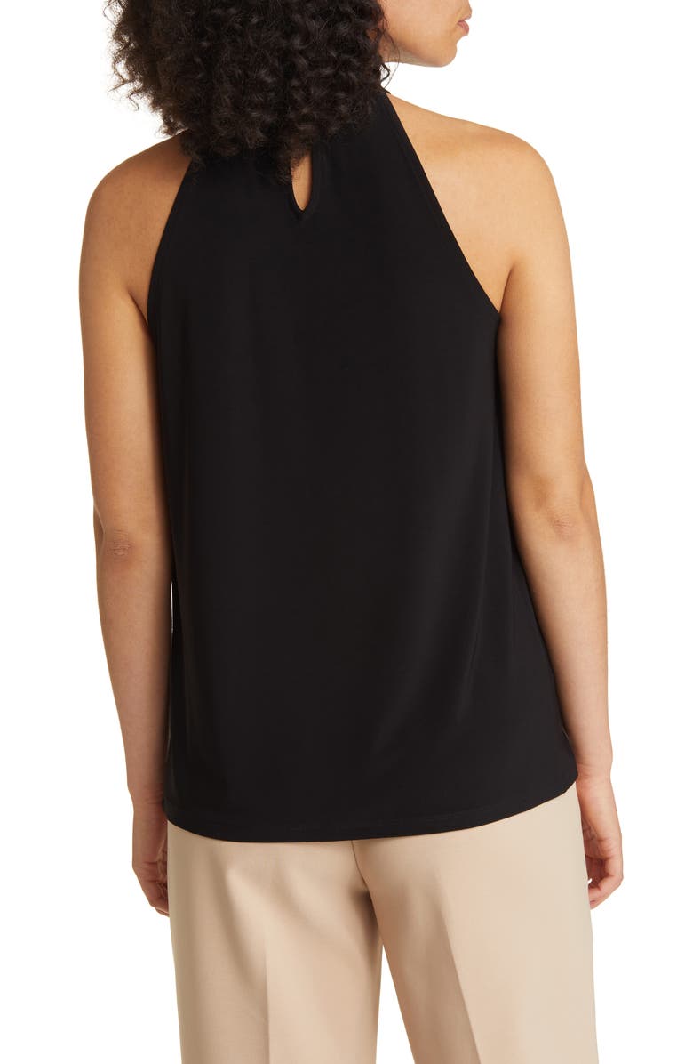 Anne Klein Journey Pleated Halter Top, Alternate, color, Anne Black