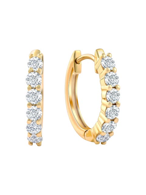 3/4 cttw Lab Grown Diamond Hoops in or Gold 1/2" Tall