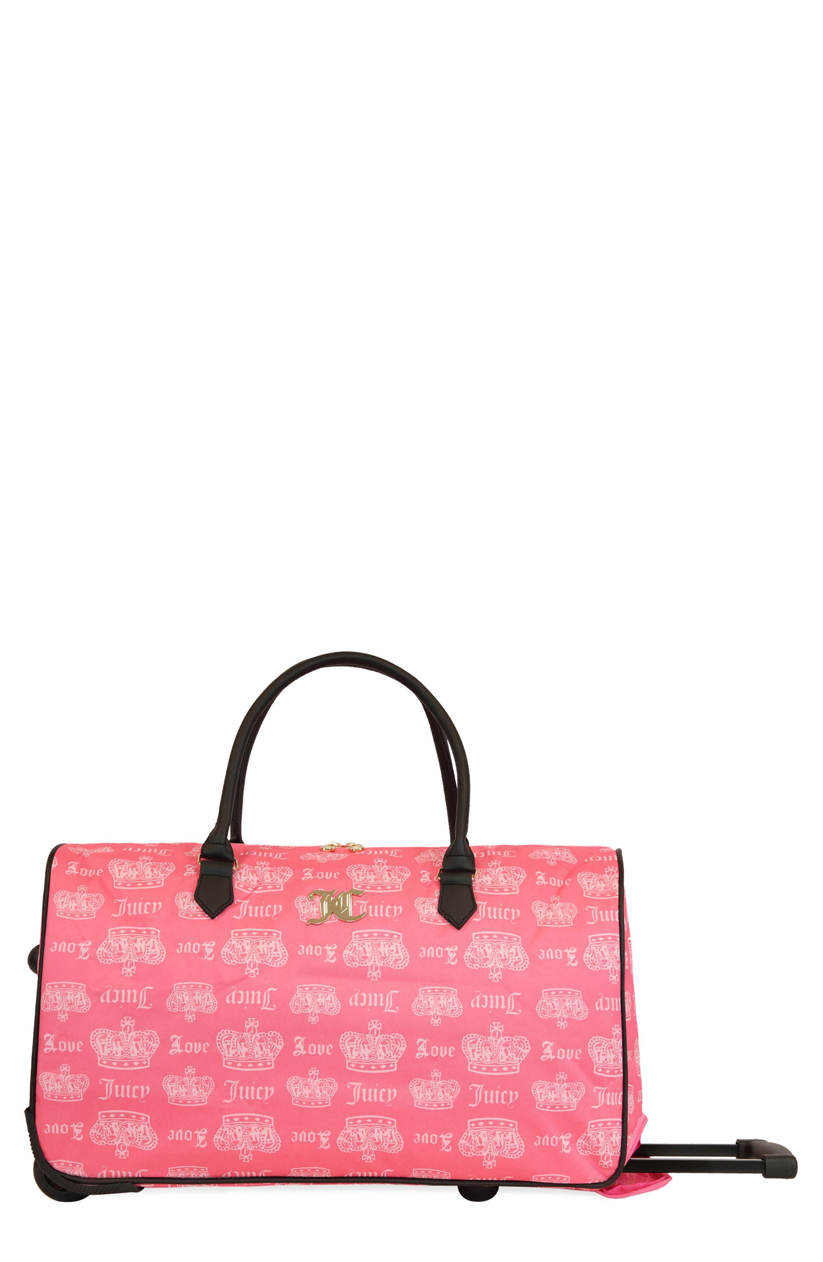 Cherry Rolling Duffle Bag, Main, color, PINK LEMONADE/ CROWN