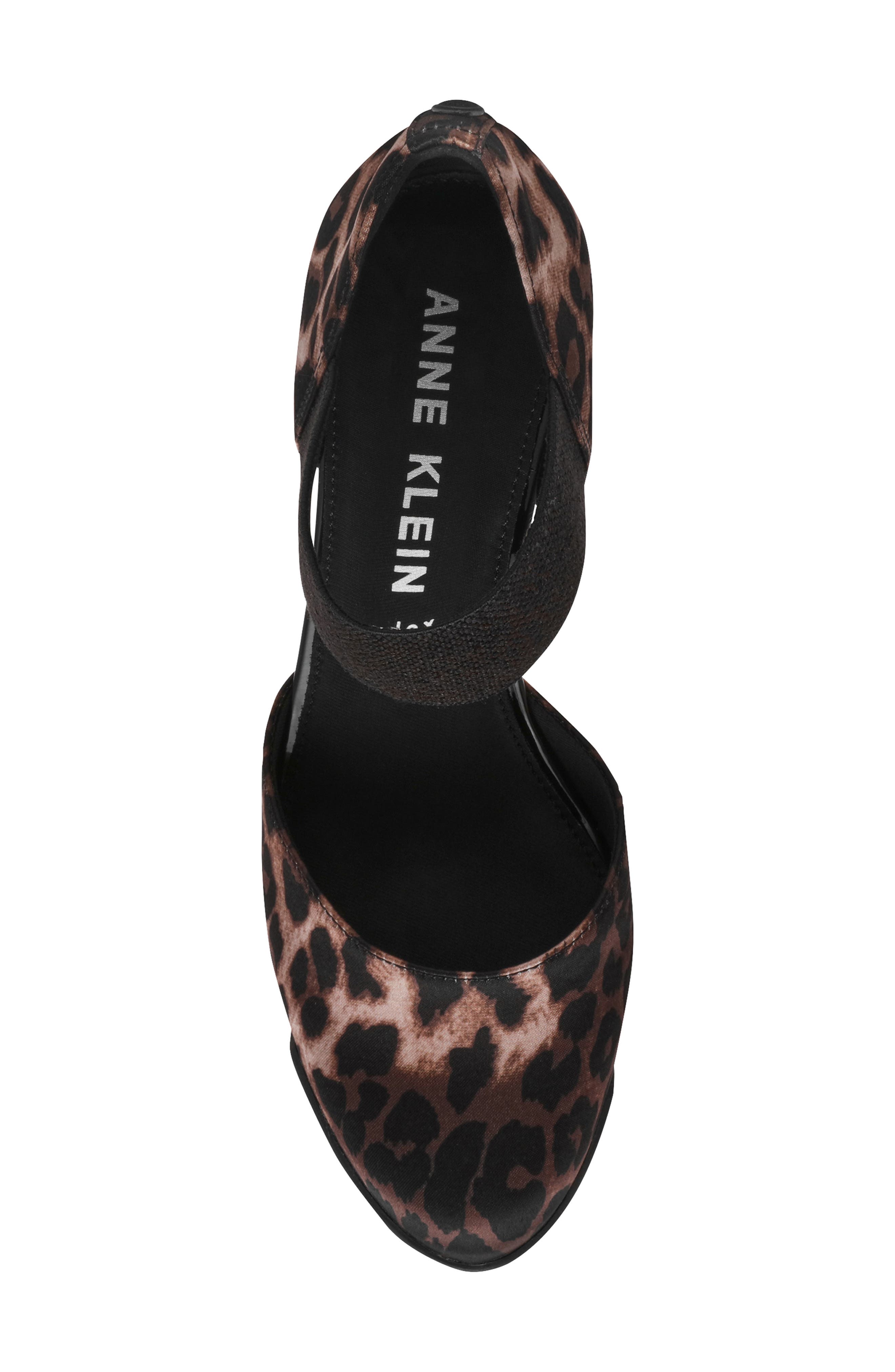 Anne Klein Tiffany Ankle Strap Wedge Pump, Alternate, color, Leopard Satin