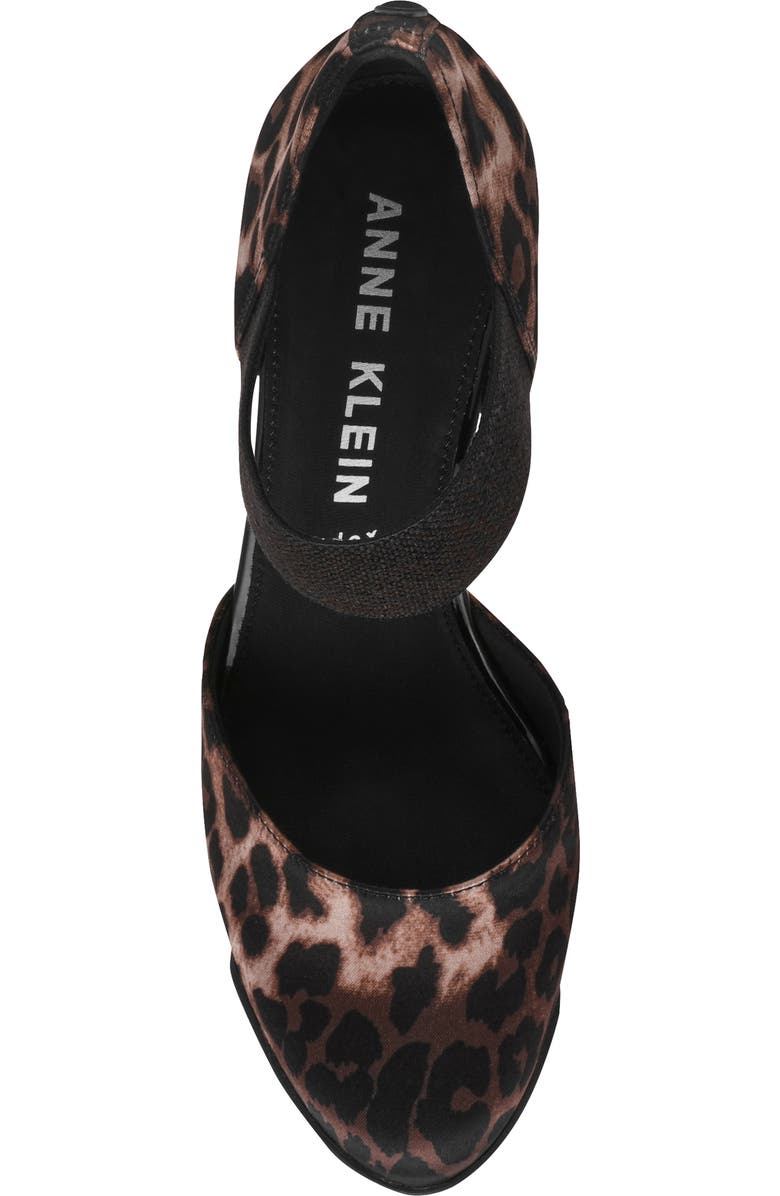 Anne Klein Tiffany Ankle Strap Wedge Pump, Alternate, color, Leopard Satin