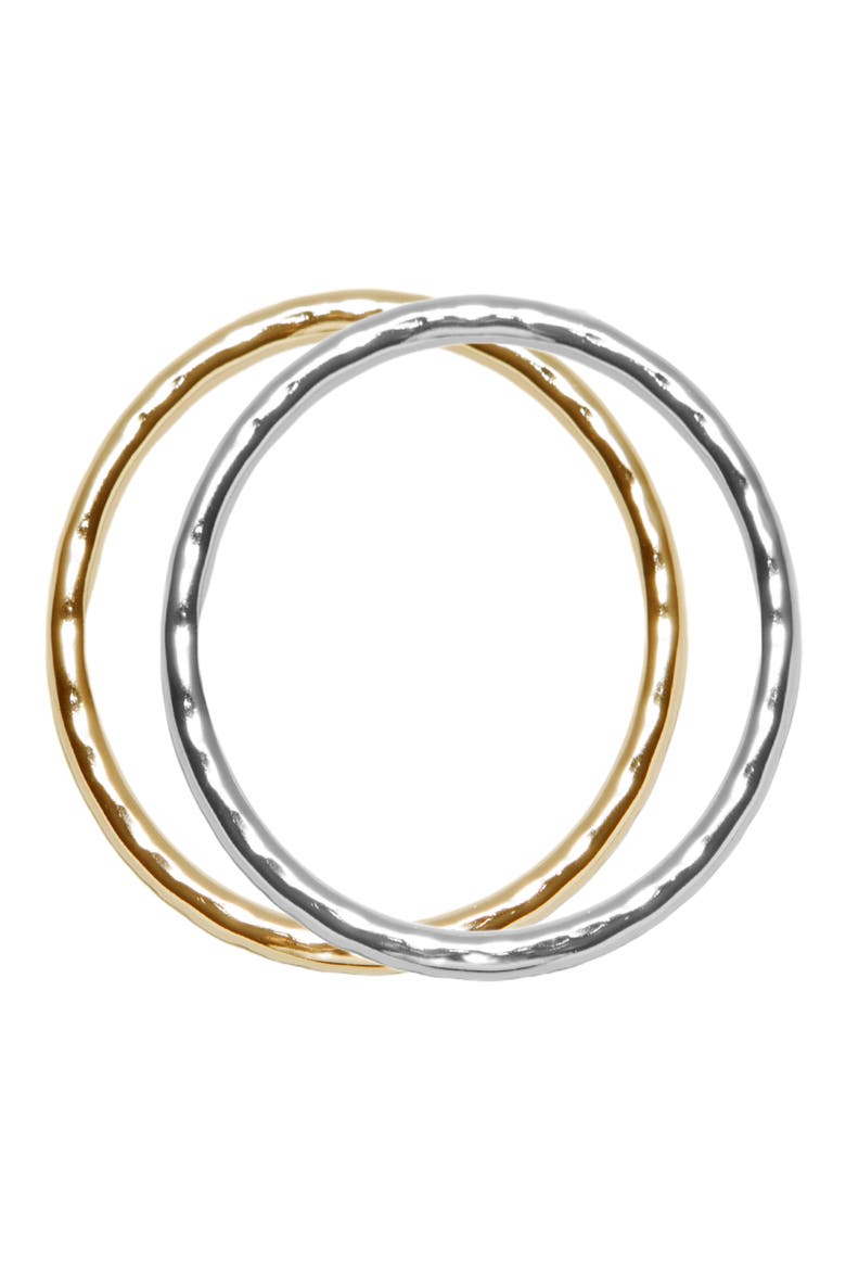 Set of 2 Oval Hammered Bangles, Main, color, GOLD/ SIL