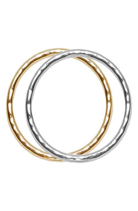 Set of 2 Oval Hammered Bangles