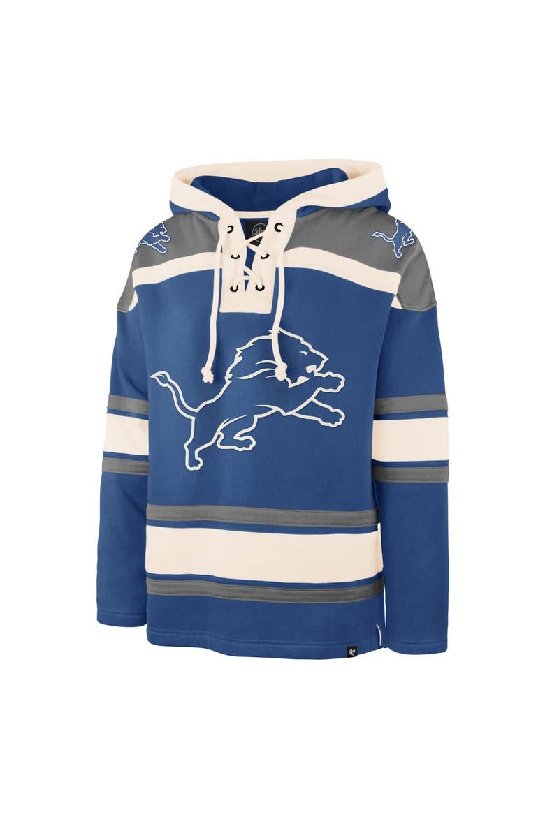 Men's '47  Blue Detroit Lions Superior Lacer Hoodie, Alternate, color, Blue