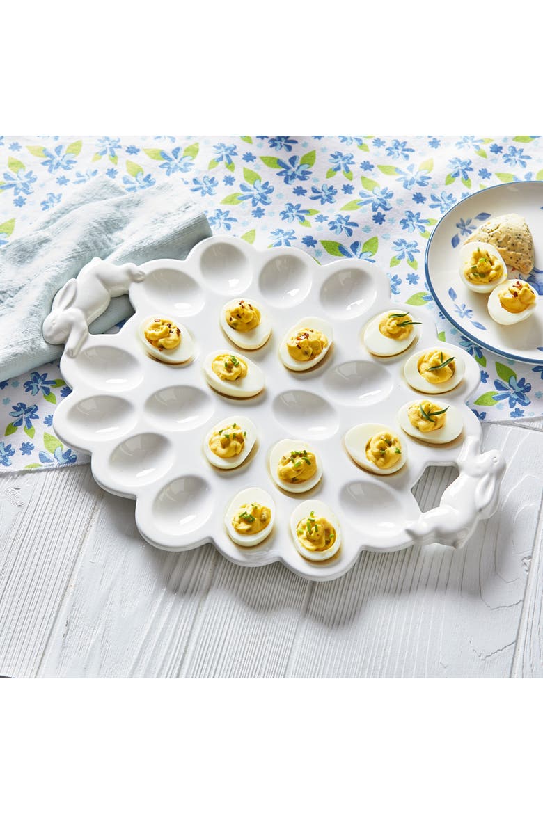 Bunny Egg Platter White Earthenware Spring, Alternate, color, White