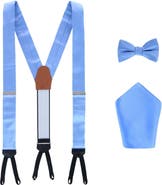 Trafalgar Sutton Solid Color Silk Brace Bow Tie & Pocket Square Combo