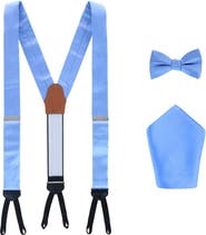Trafalgar Sutton Solid Color Silk Brace Bow Tie & Pocket Square Combo