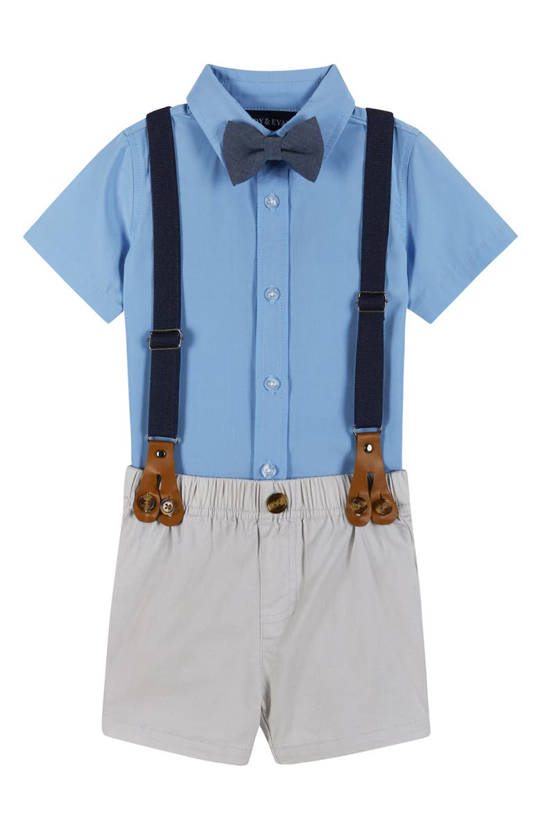 Andy & Evan Short Sleeve Button-Up Shirt, Suspenders, Bow Tie & Shorts Set, Main, color, 