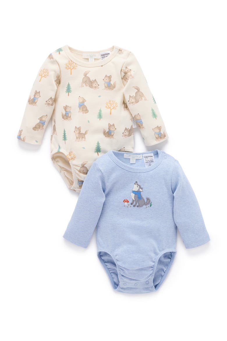 2 Pack Baby Boy Bodysuit, Main, color, Wolf Cub Print