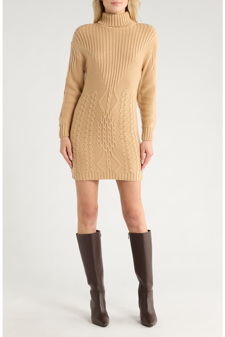 Turtleneck Sweater Dress, Main, color, TAN
