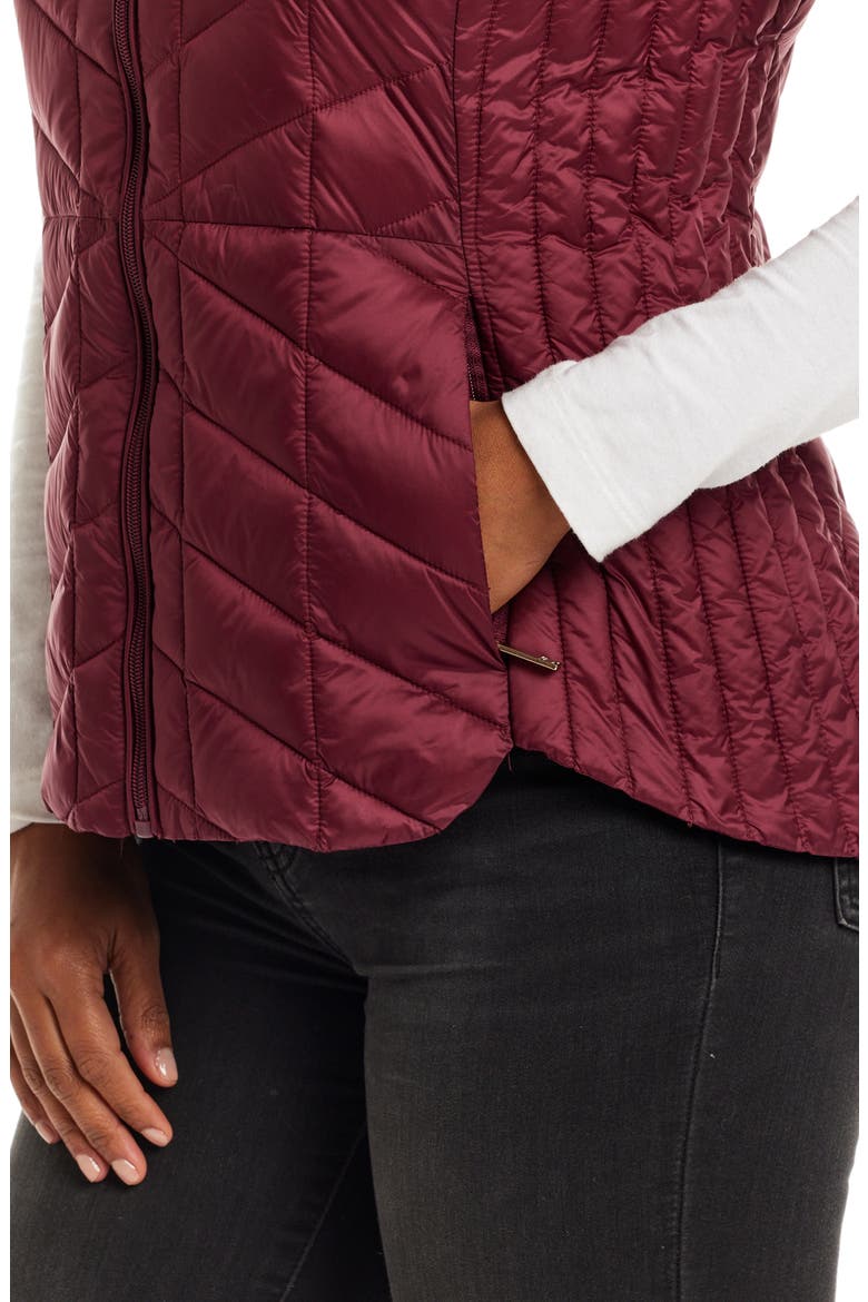 Quilted Water Resistant Vest with Removable Hood, Alternate, color, BURGUNDY