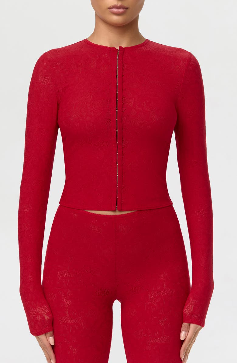 Naked Wardrobe Lace Top, Main, color, Ruby Red