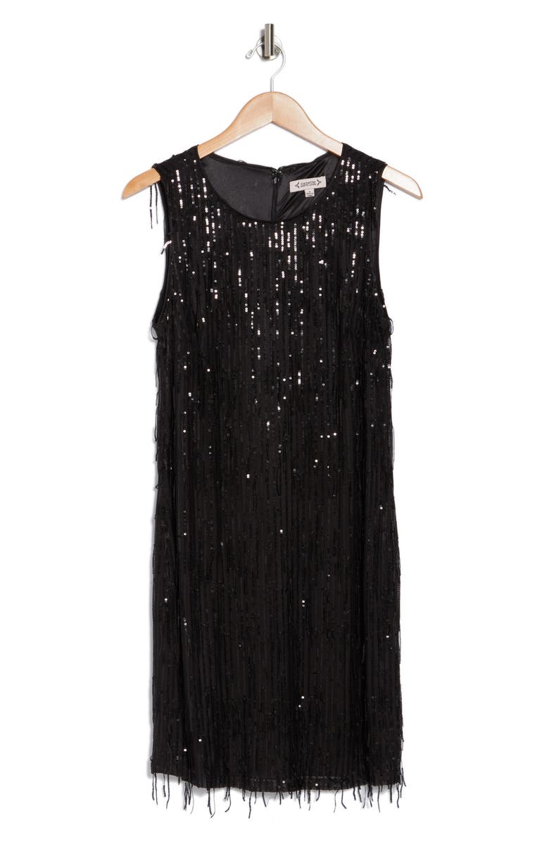 Nanette Lepore Sequin Fringe Sleeveless Dress, Alternate, color, 