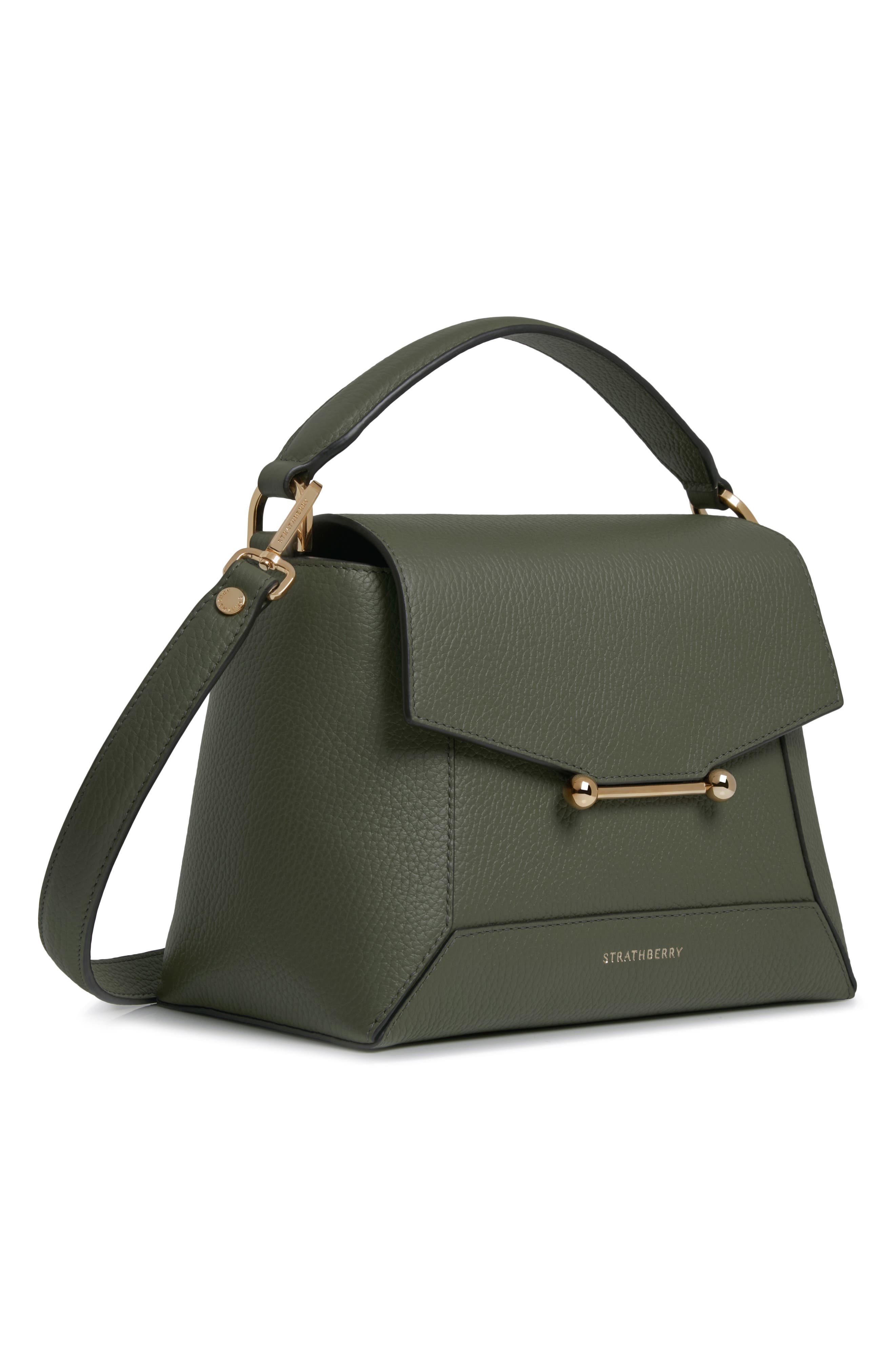 Strathberry Mosaic Leather Top Handle Bag, Alternate, color, Pine Green