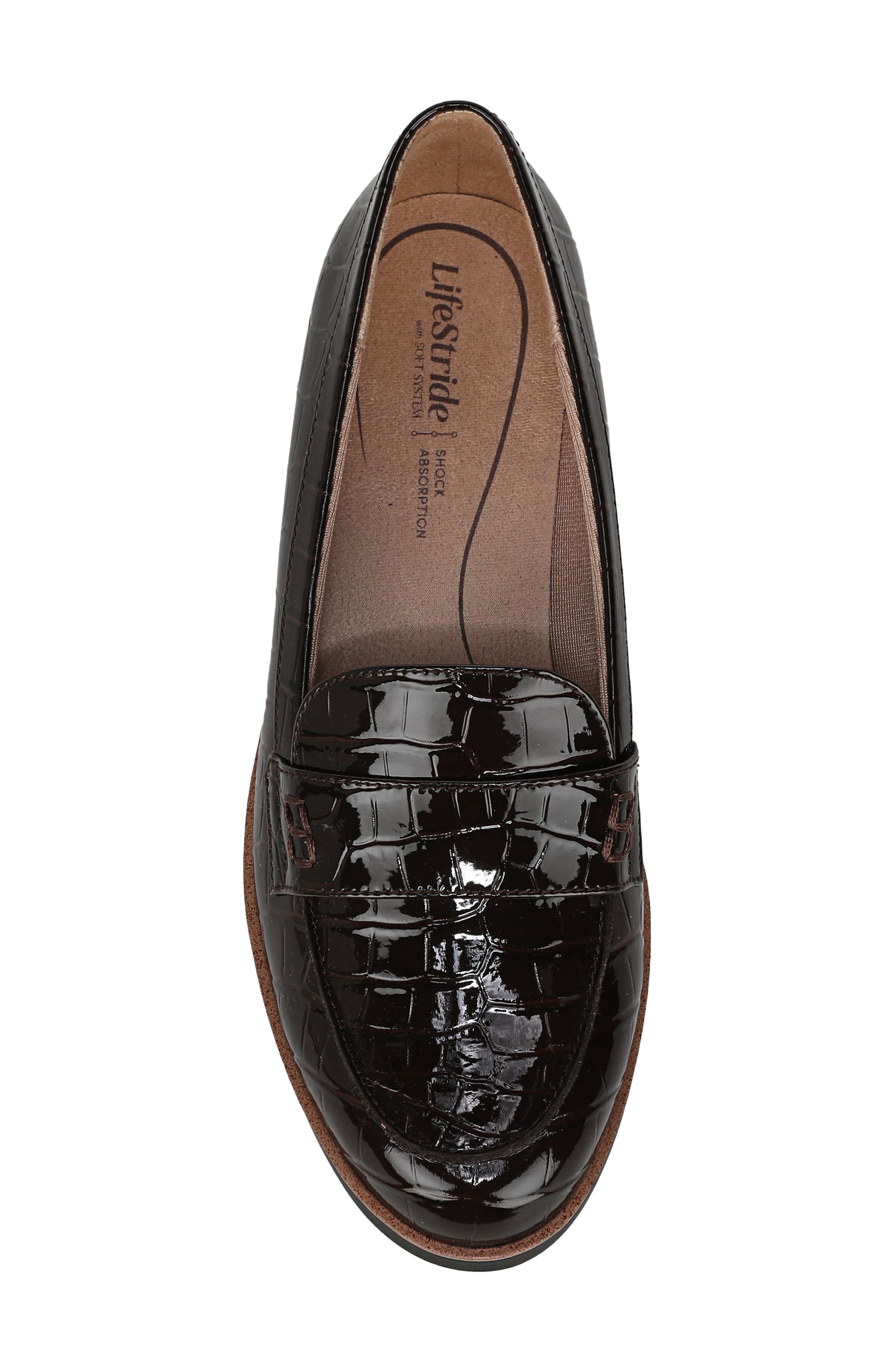 Zee Croc Embossed Loafer, Alternate, color, DARK CHOCOLATE
