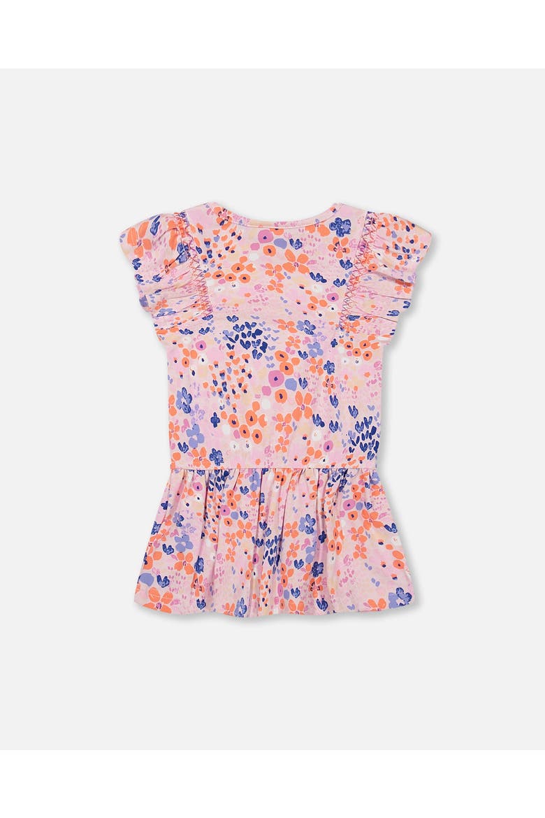 Little Girl's Organic Cotton Tunic Lavender Printed Fields Flowers, Alternate, color, Lavender Printed Flowers