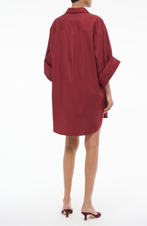 Staud Nico Stretch Cotton Shirtdress In Burgundy
