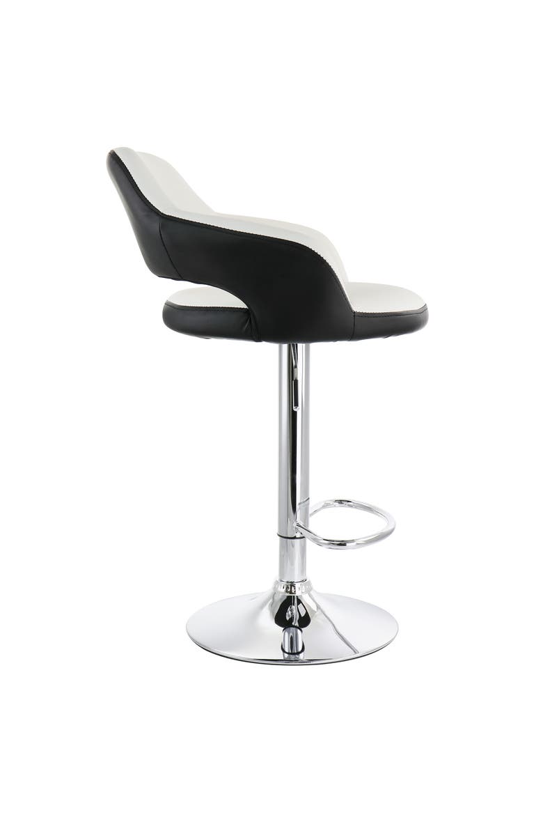 2 Piece Tufted Faux Leather Two Tone Adjustable Bar Stool, Alternate, color, Black