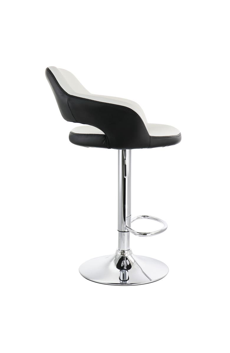 Elama 2 Piece Tufted Faux Leather Two Tone Adjustable Bar Stool, Alternate, color, Black