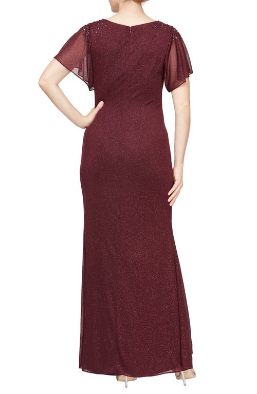 Sl Fashions Sparkle Embellished Shoulder Gown
