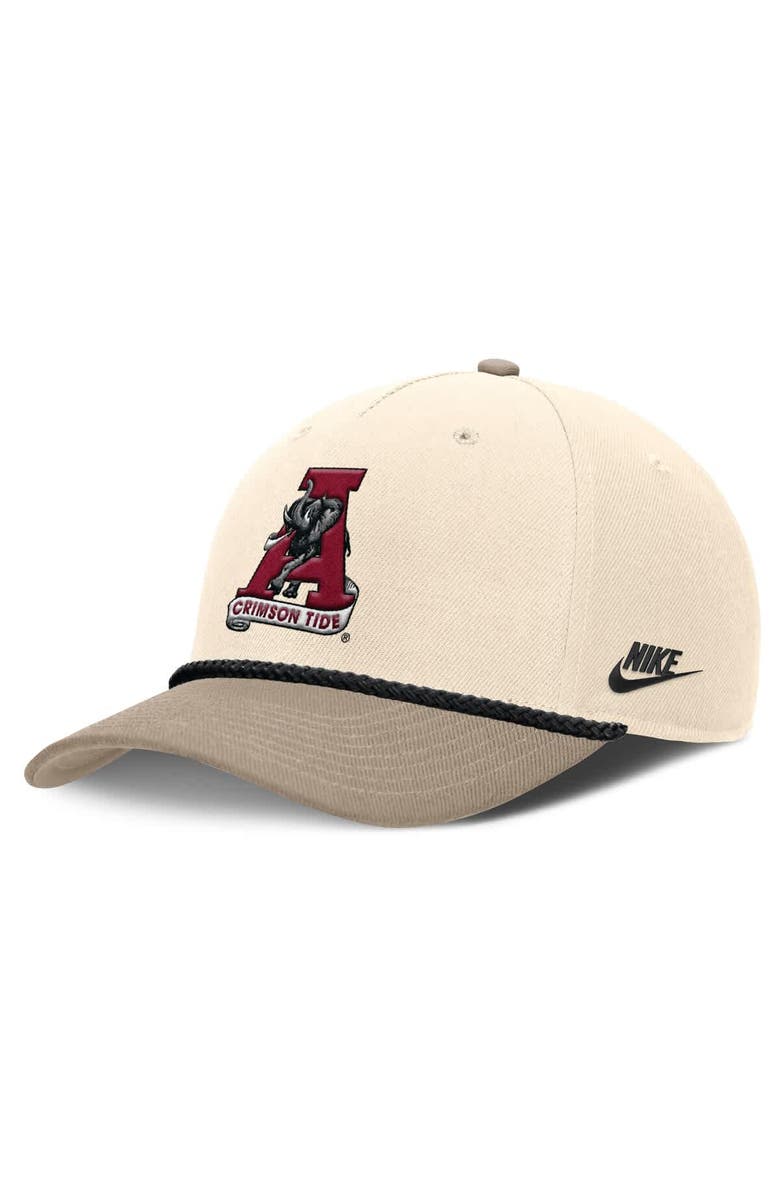 Nike Men's Nike Natural Alabama Crimson Tide Rise Legacy Throwback Logo Adjustable Hat, Main, color, 