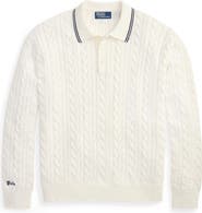 Polo Ralph Lauren Relaxed Fit Cable Stitch Cotton & Linen Polo Sweater