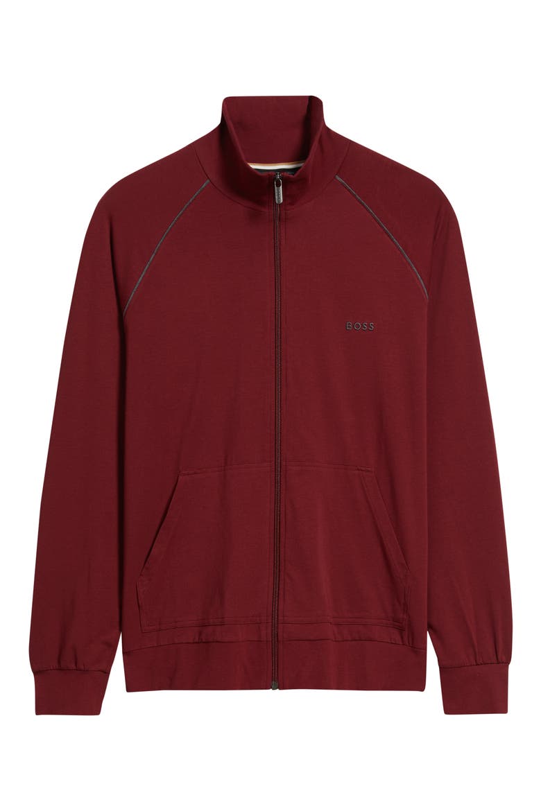 Mix Match Stretch Cotton Lounge Jacket, Alternate, color, DARK RED