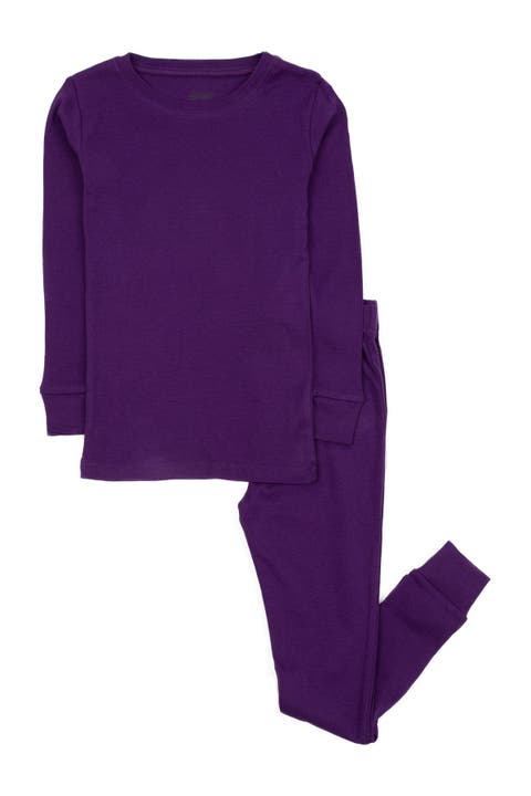 Dark Purple Two-Piece Cotton Pajamas