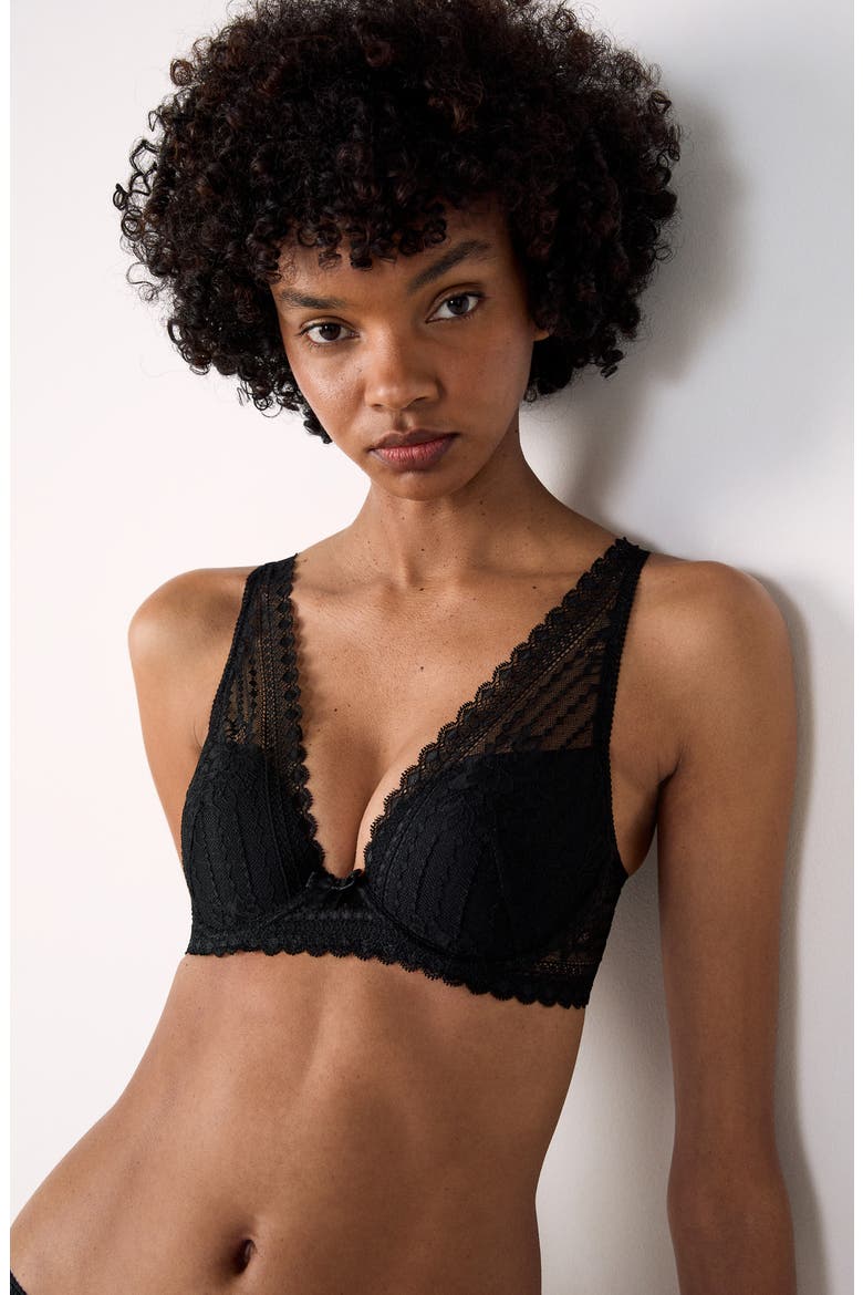 Panama N°3 Underwire Triangle Bra, Alternate, color, BLACK