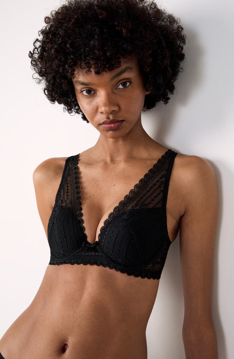 Etam Panama N°3 Underwire Triangle Bra, Alternate, color, Black