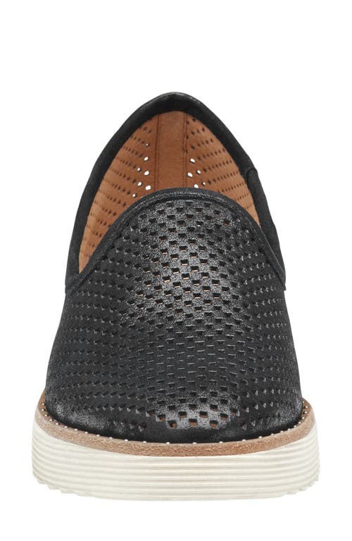 Johnston & Murphy Mitzi Perforated Venetian Loafer In Black Italian Metallic