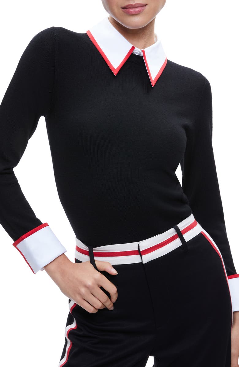 Alice + Olivia Porla Collared Wool Blend Sweater, Main, color,