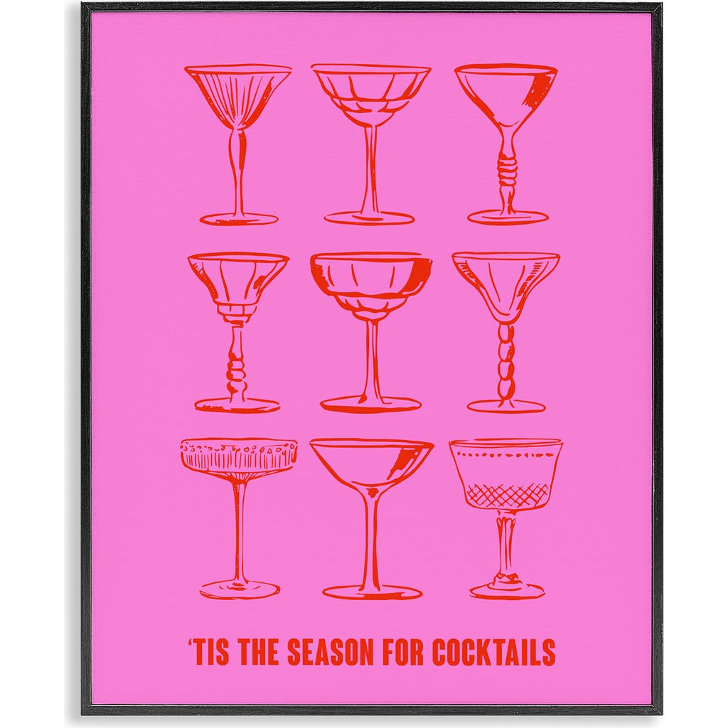 Stupell Industries 'tis The Season Framed Canvas Wall Art In Pink