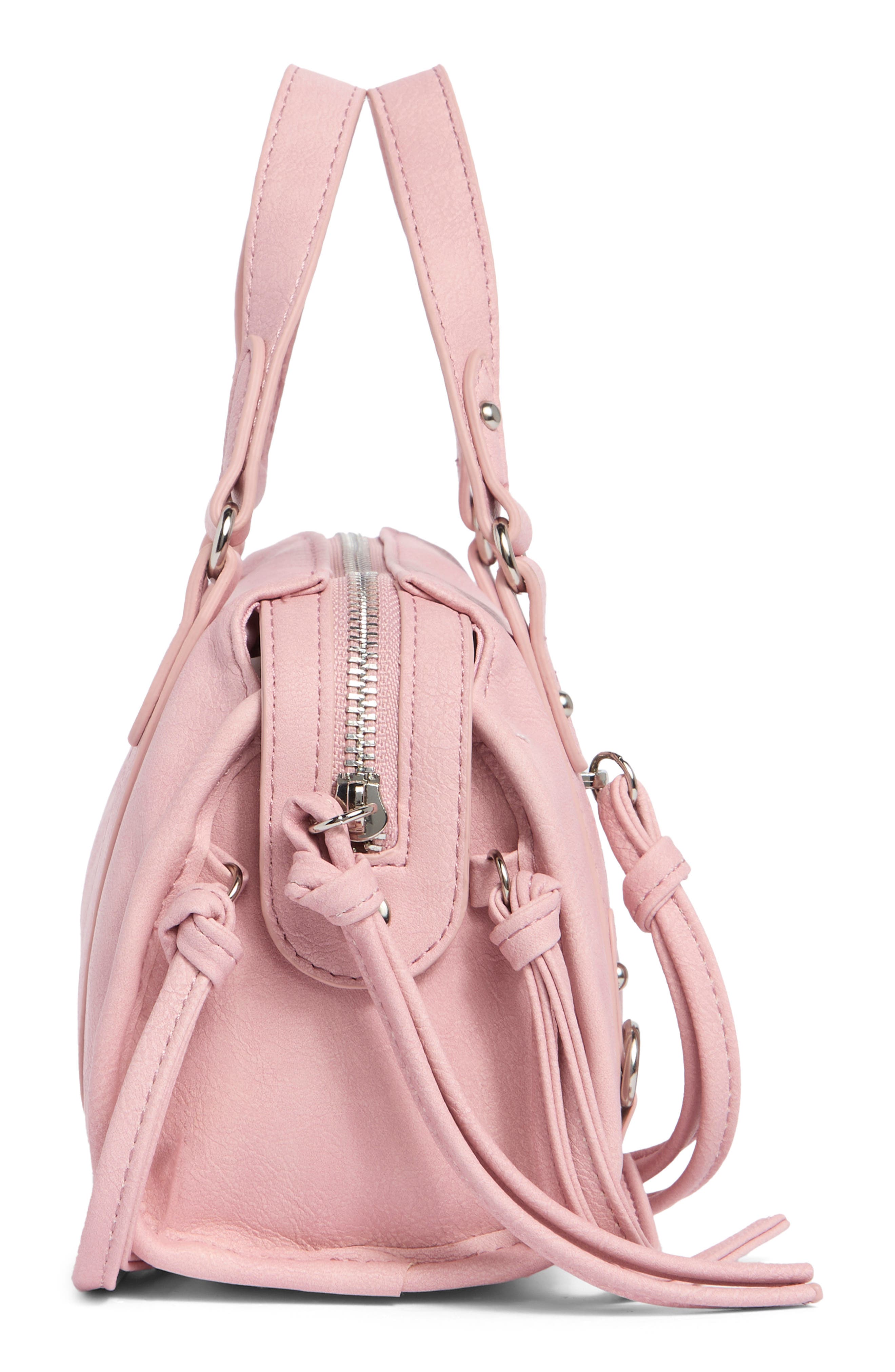 Mini Washed Faux Leather Satchel Bag, Alternate, color, LIGHT PINK