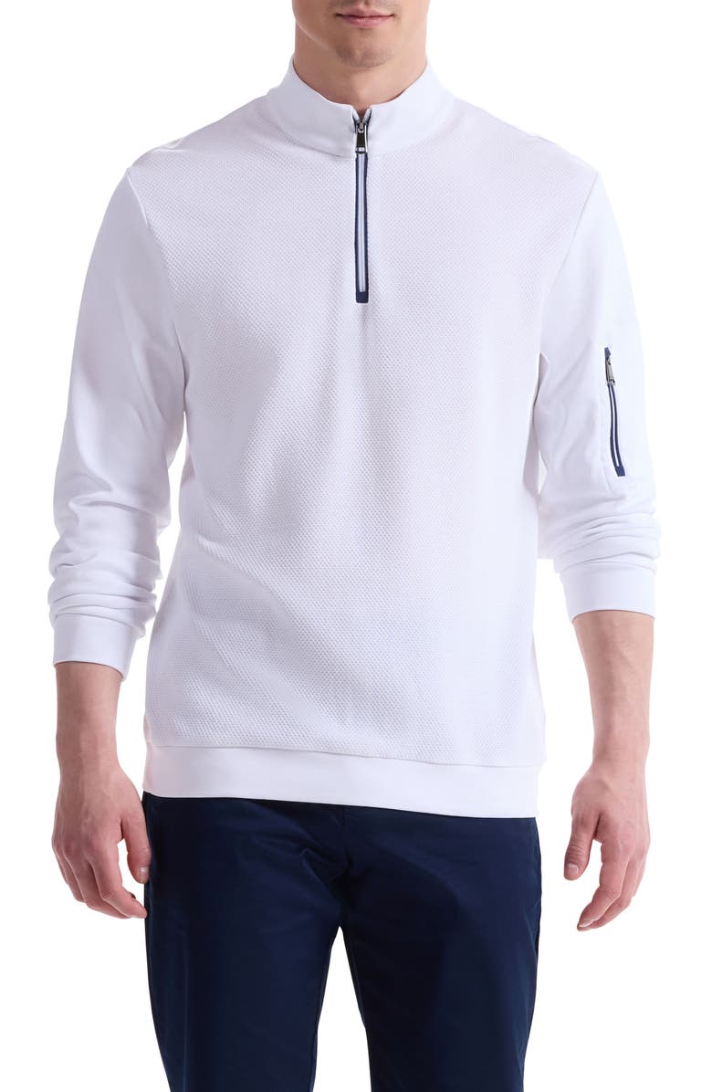Bugatchi Soft Touch Quarter Zip, Main, color, White