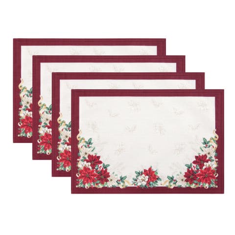 Poinsettia Garlands Engineered Placemats Set Of 4