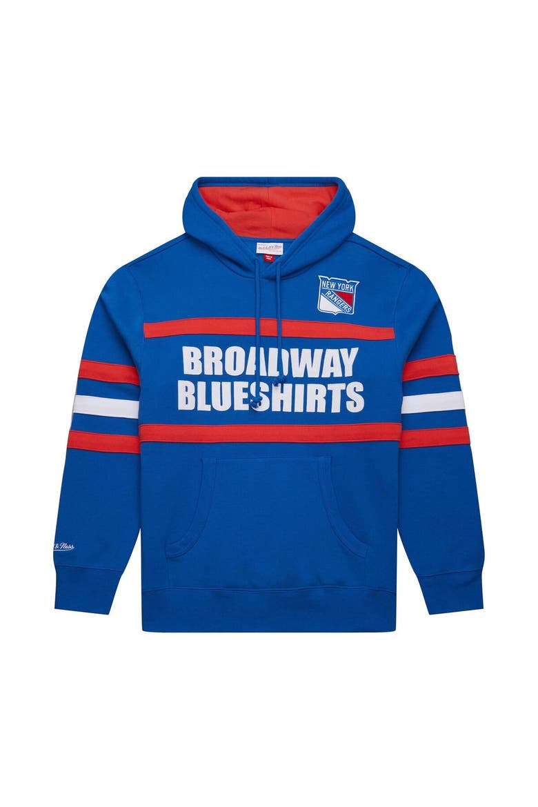 Men's Mitchell & Ness Blue New York Rangers Head Coach Slogan Pullover Hoodie, Alternate, color, Blue