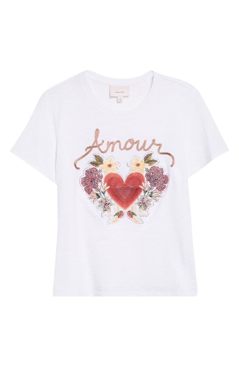 Cinq à Sept Western Amour Embroidered Cotton T-Shirt, Alternate, color, White