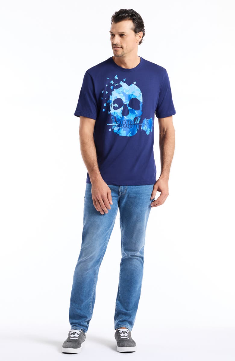 Robert Graham Rose Skull Graphic T-Shirt, Alternate, color, Navy