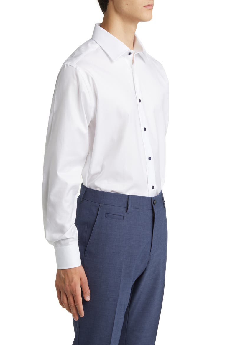 Trim Fit Super Fine Twill Dress Shirt, Alternate, color, WHITE