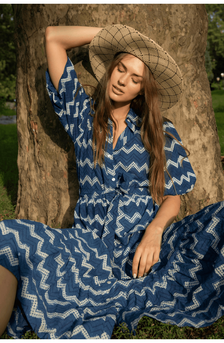 GUADALUPE DESIGN Indigo Dress, Alternate, color, Blue