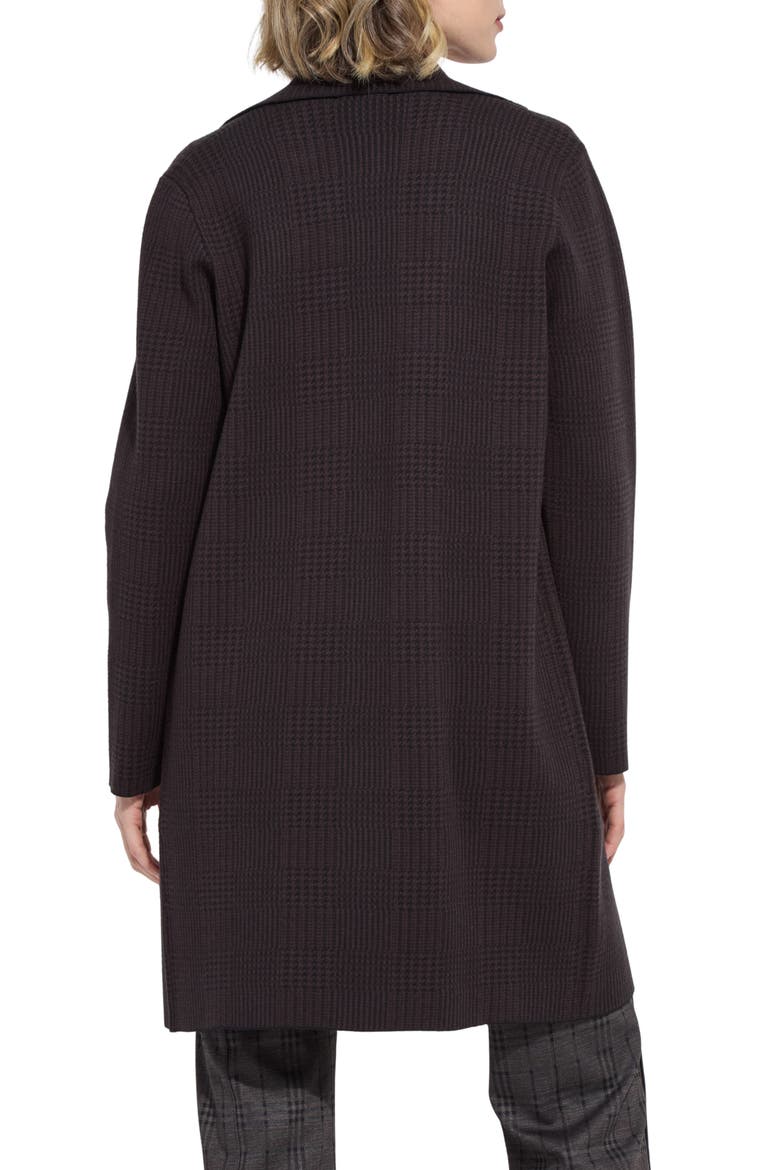 Lina Glen Plaid Jacquard Sweater Coat, Alternate, color, DOUBLE ESPRESSO BLACK